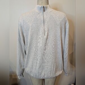 Ashworth Gray Pima Cotton Jacquard  Zip-Up Sweater With Full Lining Size XL